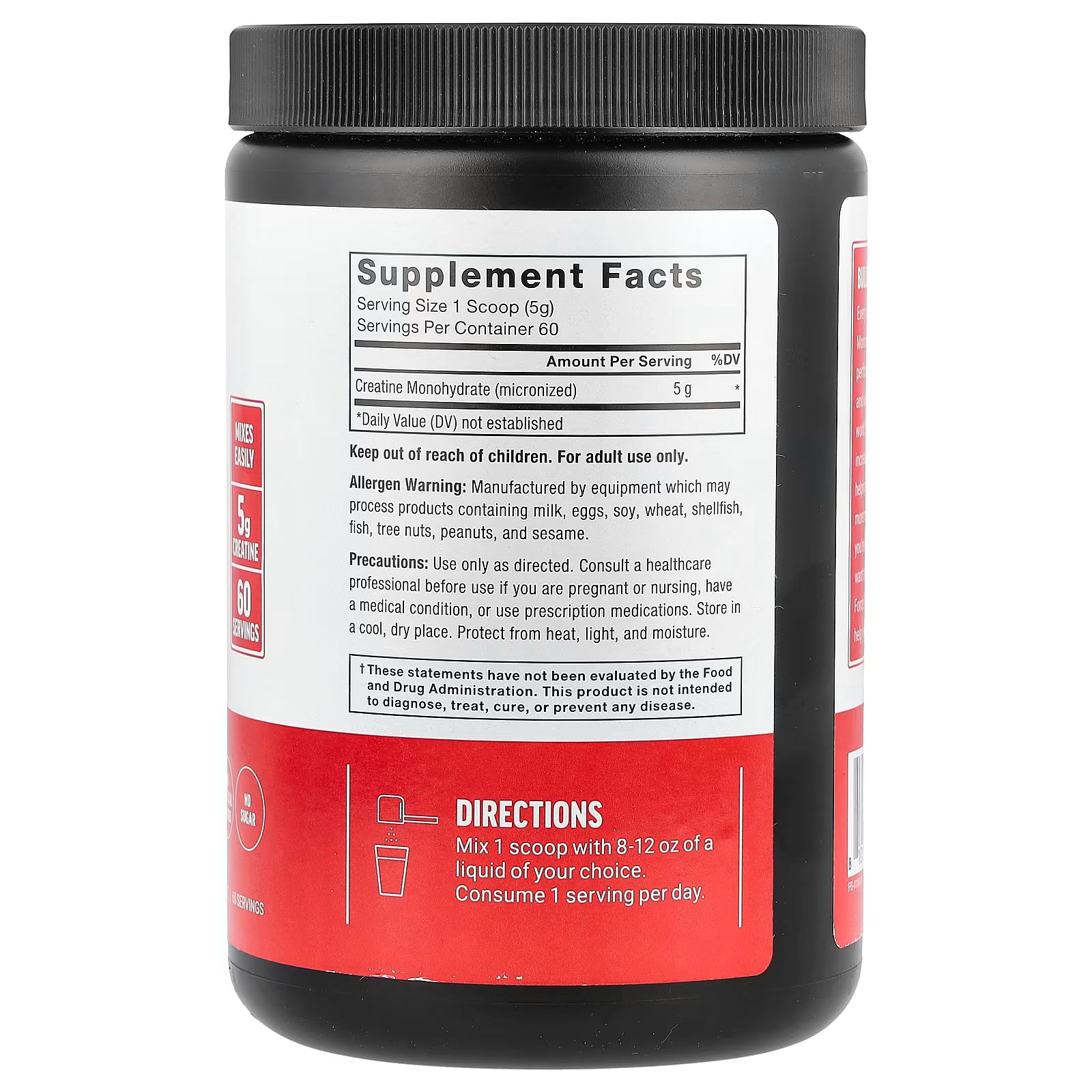 Force Factor Creatine Monohydrate Powder 5G , Unflavored (300 g)