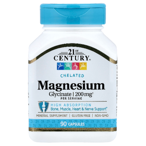 21st Century, Chelated Magnesium Glycinate 200 mg, 90 Caps