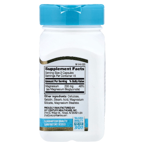 21st Century, Chelated Magnesium Glycinate 200 mg, 90 Caps