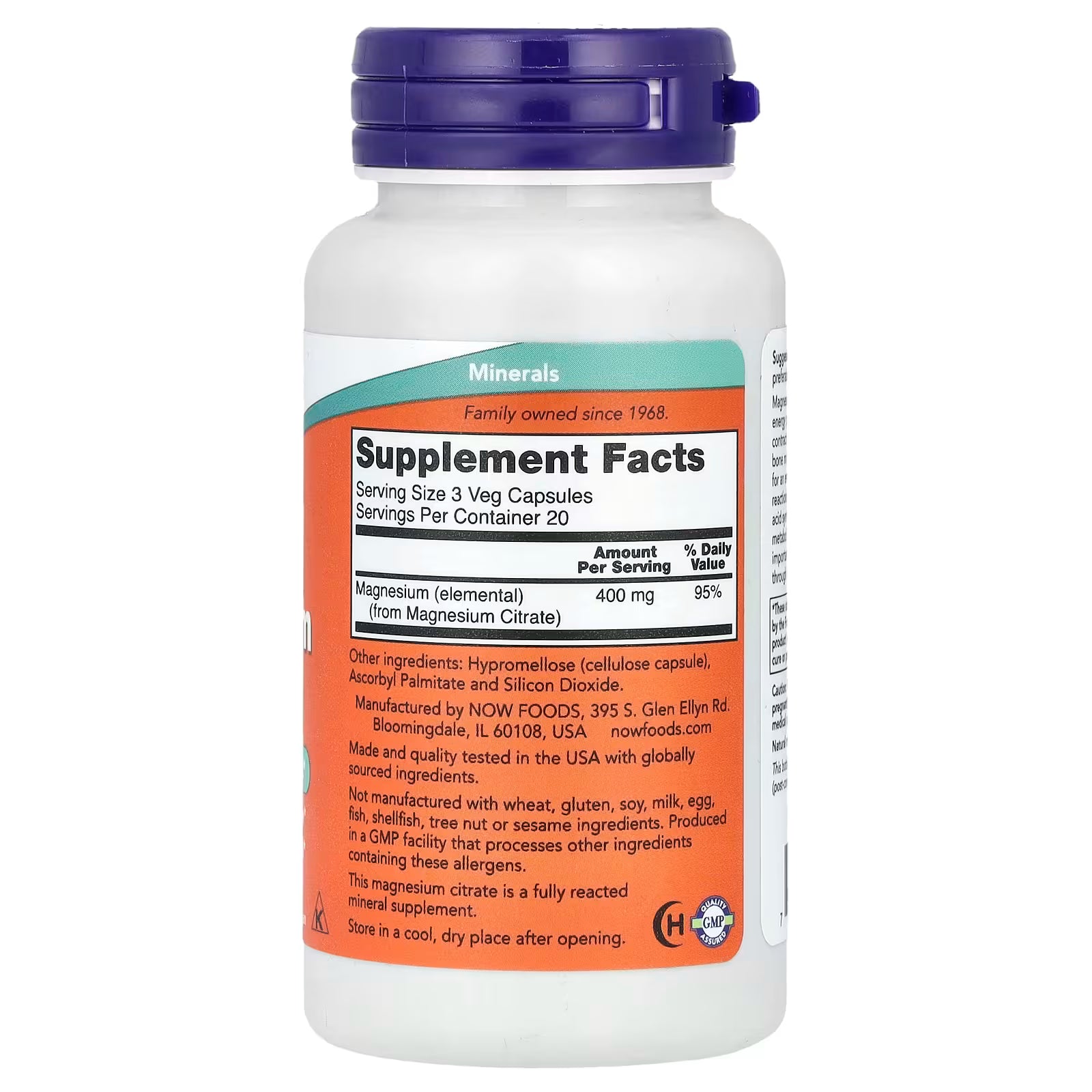 Now Magnesium Citrate, 60 Veg Caps