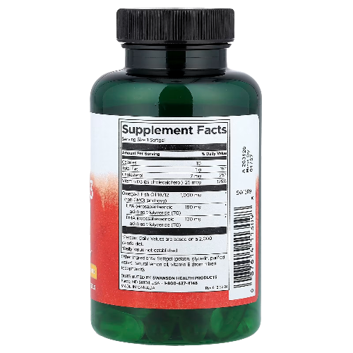 Swanson Omega-3 with Vitamin D Lemon 60 Softgels
