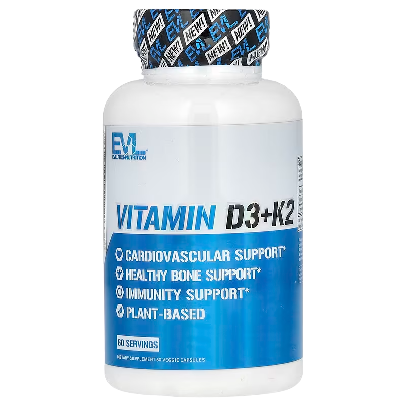 EVLution Nutrition, Vitamin D3+K2, 60 Veggie Caps