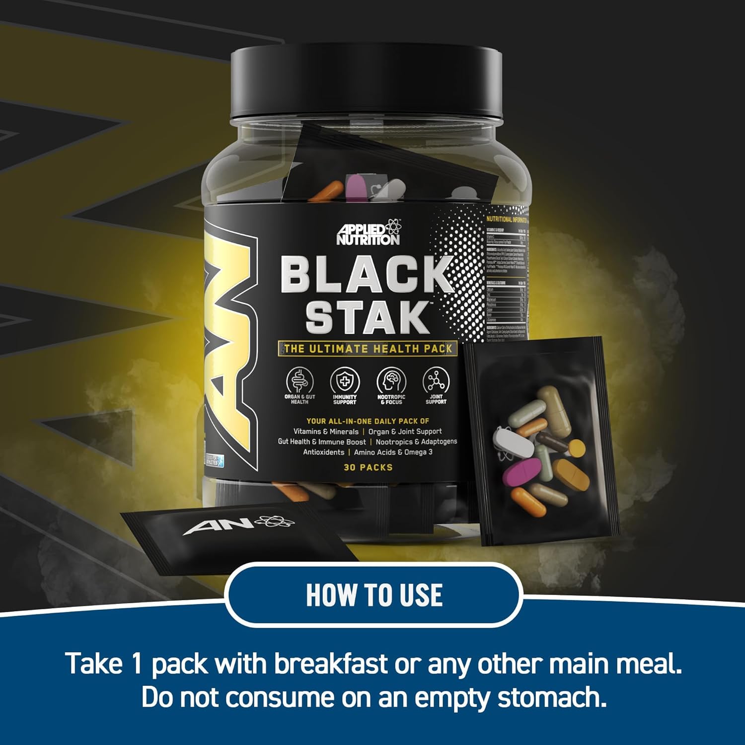 Applied Nutrition Black Stak Ultimate Health, 30 Packs, Complete Performance Complex