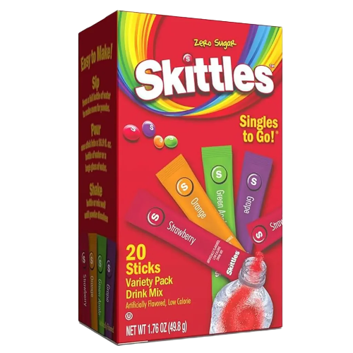Skittles Singles To Go Variety Pack, Watertok Powdered Drink Mix, Zero Sugar, Low Calorie, Includes 4 Flavor 20 Sticks