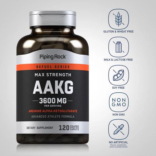 Piping Rock AAKG Arginine Alpha-Keto 3600 mg 120 Caps