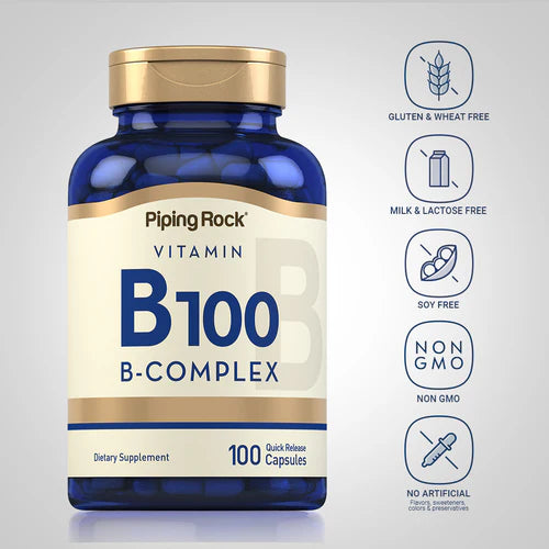 Piping Rock B-100 Vitamin B Complex, 100 Caps