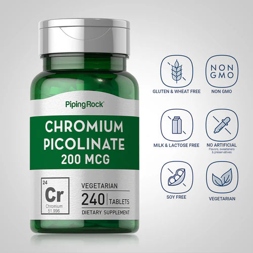 Piping Rock Chromium Picolinate, 200 mcg, 240 Tablets