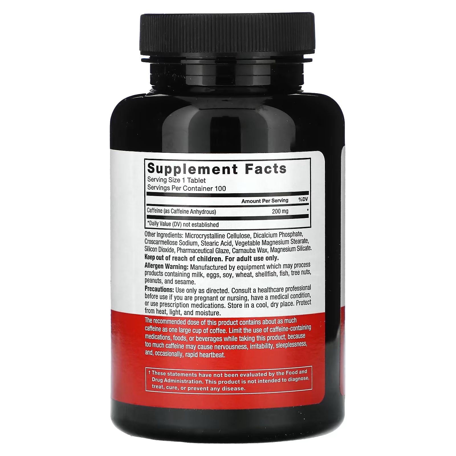 Force Factor Caffeine, 200 mg, 100 Tablets