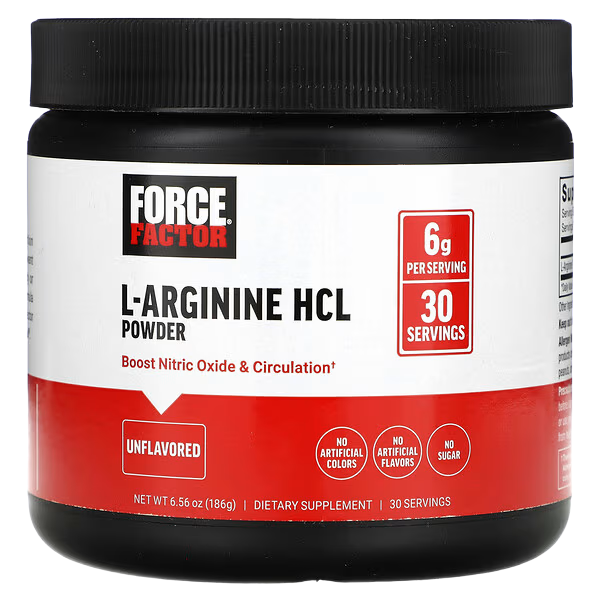 Force Factor L-Arginine HCL Powder, Unflavored (186 g)