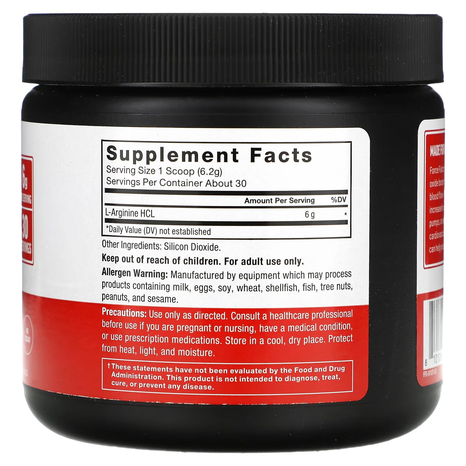Force Factor L-Arginine HCL Powder, Unflavored (186 g)