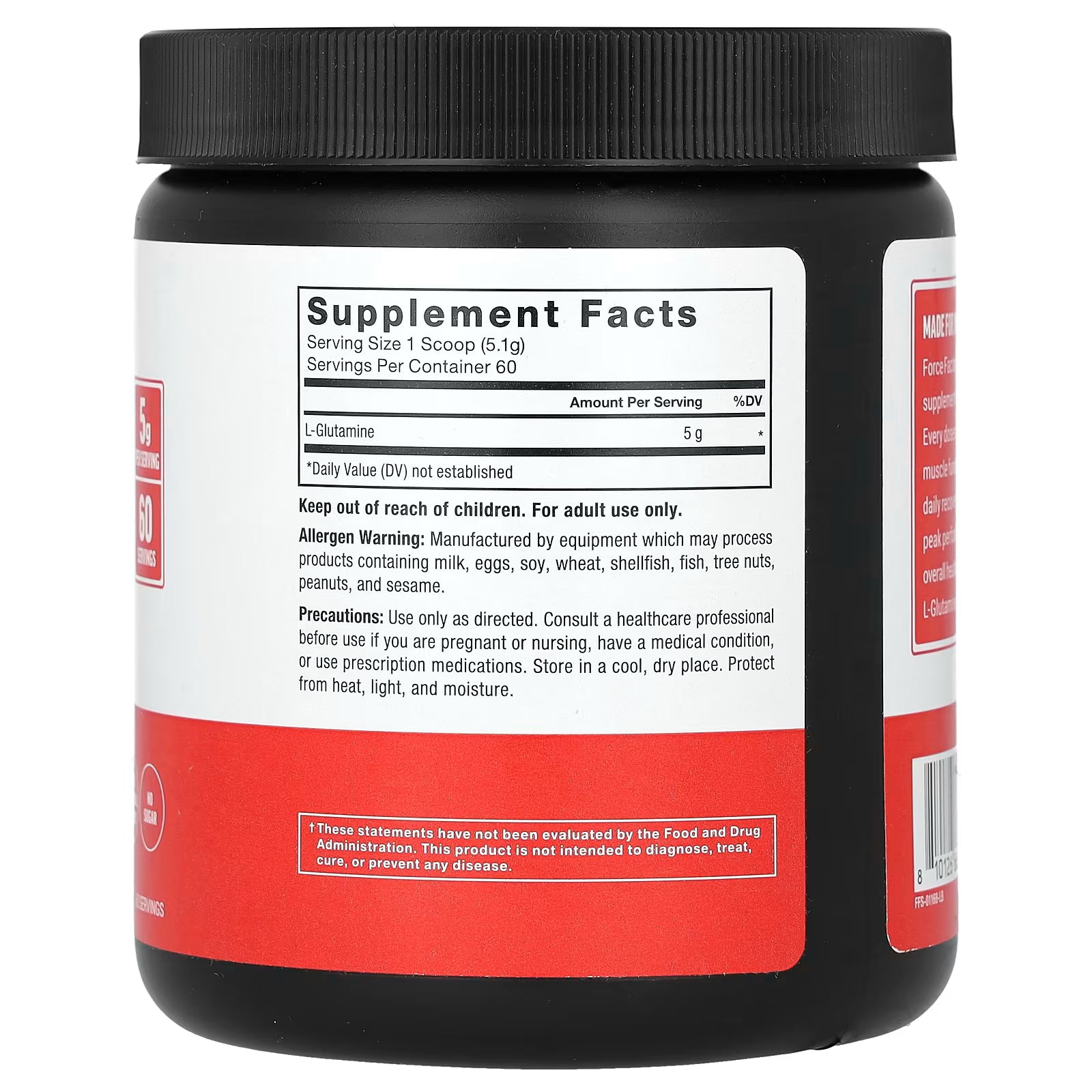 Force Factor L-Glutamine Powder, Unflavored (306 g)
