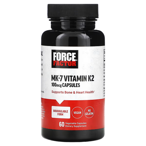 Force Factor MK-7 Vitamin K2, 100 mcg, 60 Caps