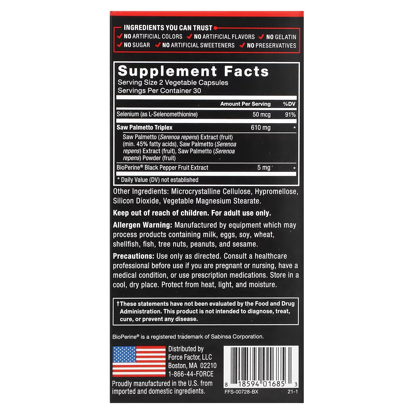 Force Factor Saw Palmetto, 60 Caps