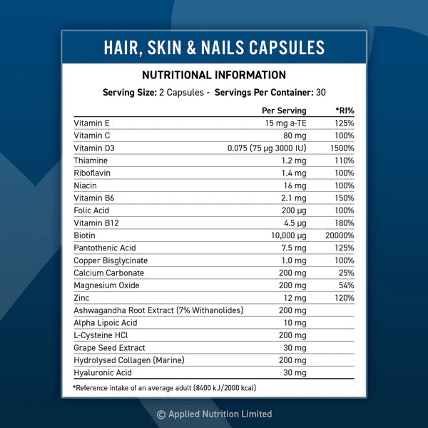 Applied Nutrition Hair Skin & Nails 60 Cap