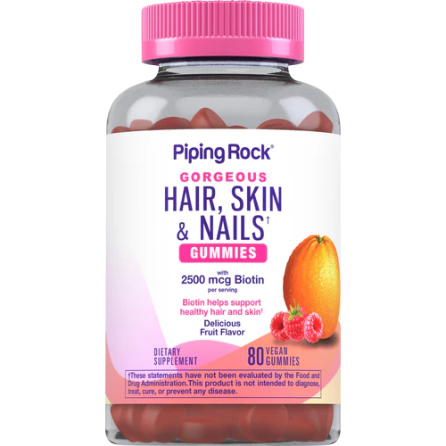 Piping Rock Hair, Skin & Nails (Delicious Fruit), 80 Gummies