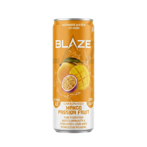BLAZE Vitamin Water – Mango Passion Fruit – Zero Sugar, Vitamin D3 4000IU 355ml