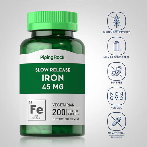 Piping Rock Iron, 45 mg, 200 Tablets