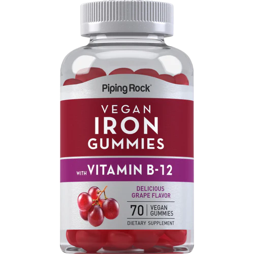 Piping Rock Iron + B12 (Delicious Grape), 70 Gummies