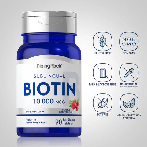 Piping Rock Max Biotin, 10,000 mcg, 90 Tablets