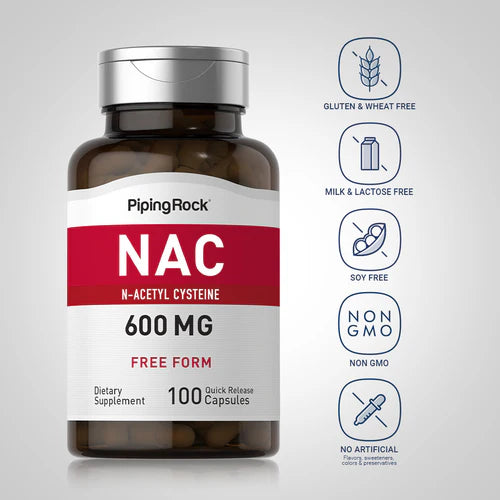 Piping Rock N-Acetyl Cysteine (NAC), 600 mg, 100 Caps