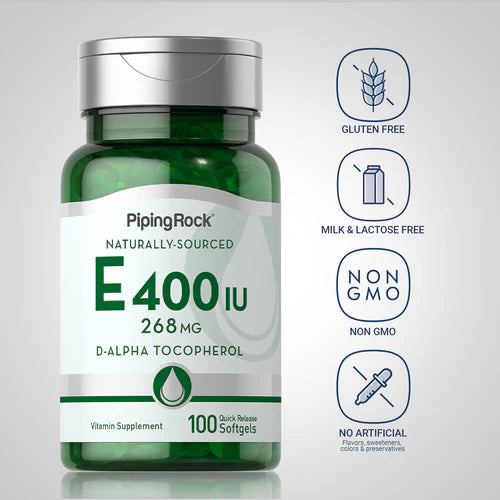 Piping Rock Natural Vitamin E, 400 IU, 100 Softgels