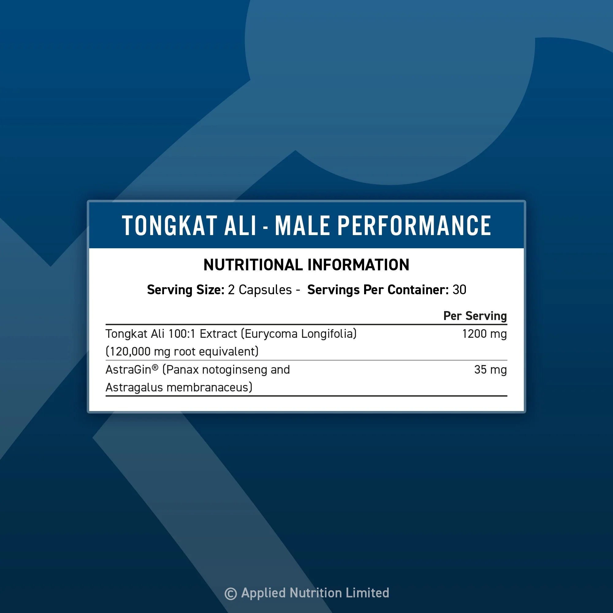 Applied Nutrition Advanced Tongkat Ali 30 Serv 60 Caps