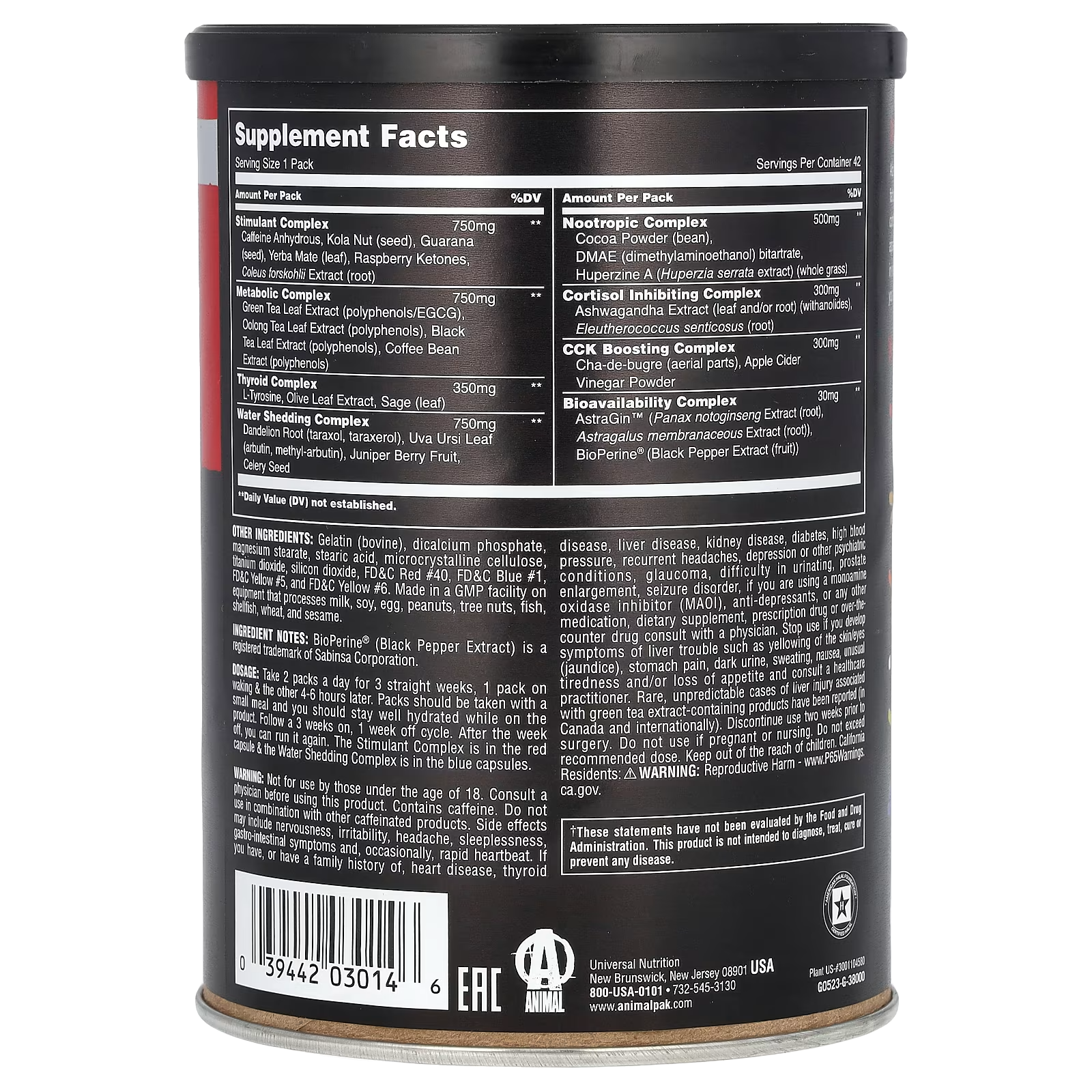 Universal Nutrition Animal Cuts, 42 Packs
