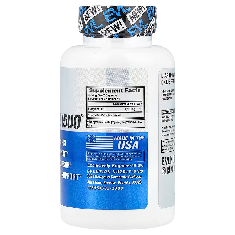 Evlution L-Arginine, 100 Caps
