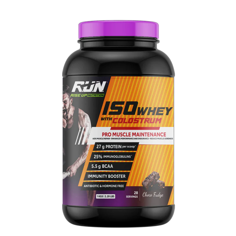 Run Iso Whey Protein, Lactose Free, Soy Free, 27G Protein, 5.5G BCAA,Choco Fudge 1KG