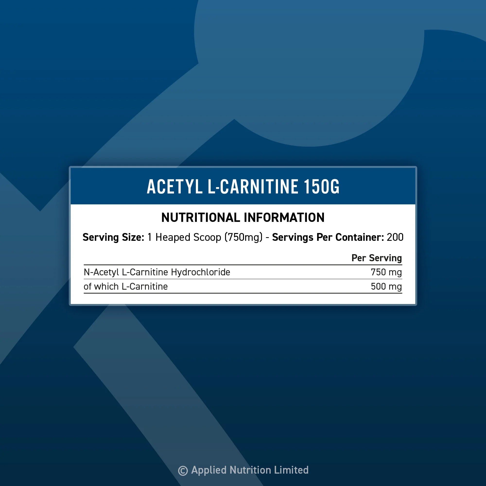 Applied Nutrition Acetyl L-Carnitine Premium Performance Compound 200servings 150g