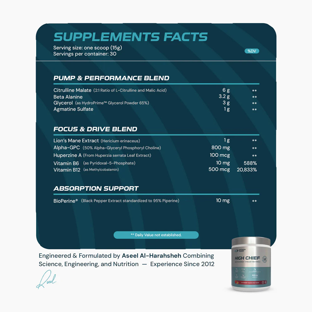 High Chief Night Pre-Workout Strawberry Passion Fruit Spark 360g