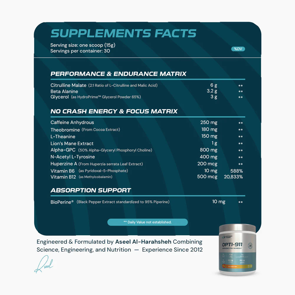 Opti-911 Emergency Pre Workout Fruit Punch Fury 360g