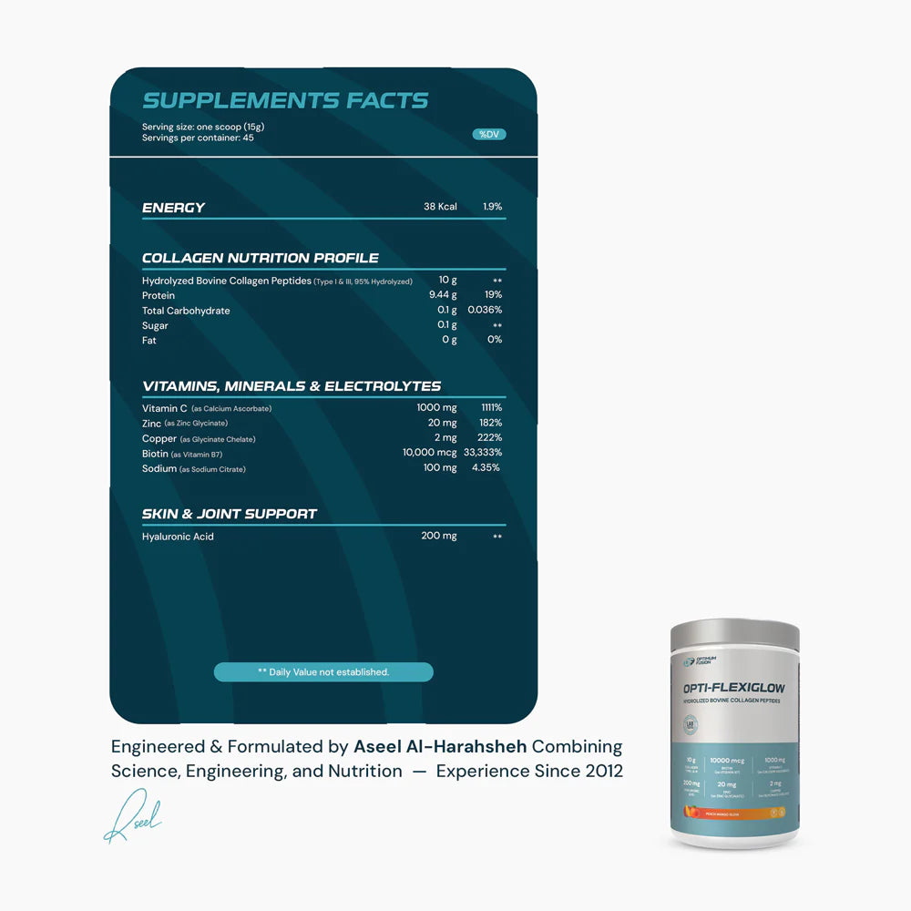 Opti-Flexiglow Hydrolized Bovine Collagen Peptides 675g